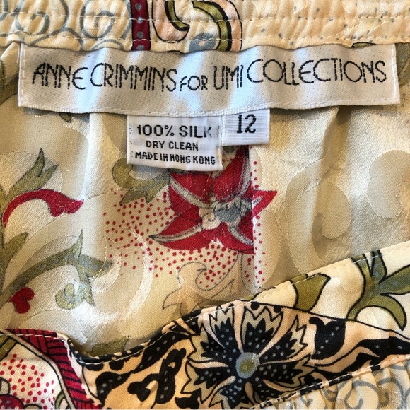 Anne Crimmins for UMI Collections Floral Silk Skirt Size 12 - Picture 2 of 6